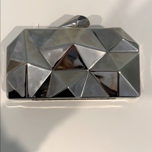 Blogger style geometric clutch- silver